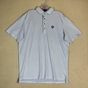 Greyson Polo Shirt Mens‎ L Blue Striped Golf Performance Stretch Short Sleeve